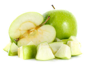 Green apples  on white background