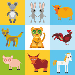 scrap card with animals, seamless pattern. Vector