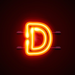 Obraz premium Neon font letter d. Vector illustration