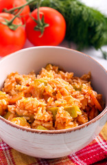 Rice and courgette, carrot casserole