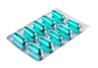 Packs of pills isolated on white background