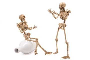 Skeleton talk greet each other, Halloween