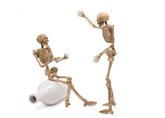 Skeleton talk greet each other, Halloween