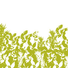 Obraz premium Abstract design with green leaf silhouette on white background. Vector