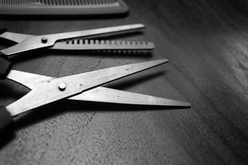 Hair cutting shears and comb