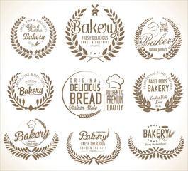 Bakery labels laurel wreaths design collection