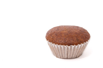 Banana muffin cake isolated on white background