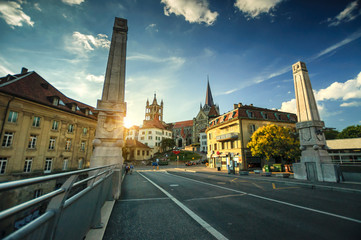 View on Lausanne Cathedral in Switzerland