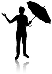 Silhouette of man with umbrella