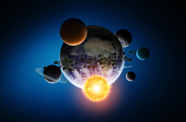 Solar system on office background © sdecoret