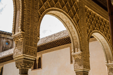 Alhambra de Granada, architecture details from the Alhambra Palace, Granada City, Andalusia, Spain.