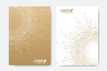 Modern vector template for brochure, Leaflet, flyer, cover, magazine or annual report. Business, science, medicine and technology design book layout. Abstract presentation with golden mandala.