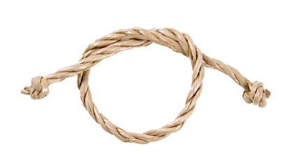 Rope heart isolated on white background.