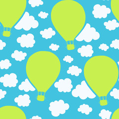 Air balloons seamless pattern, kiddy design. Repeating pattern of flying balloons. Vector.