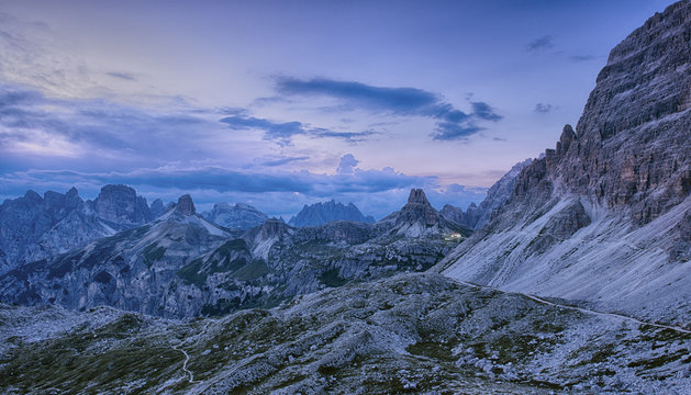 Tre Cime di Lavaredo at dusk