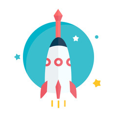 Flat rocket. Space and traveling. Project startup.
