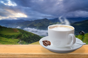 Coffee cup on the table.