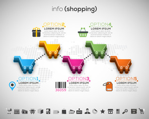 Shopping infographic. File contains text editable AI and PSD, EPS10,JPEG and free font link used in design.
Created with blend. Easy to adjust the height for each element.
