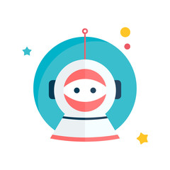 Flat space man. Space and traveling. Project startup.
