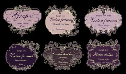 Background for text with vines and bunches of grapes.