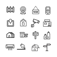 Real Estate icon set on white background