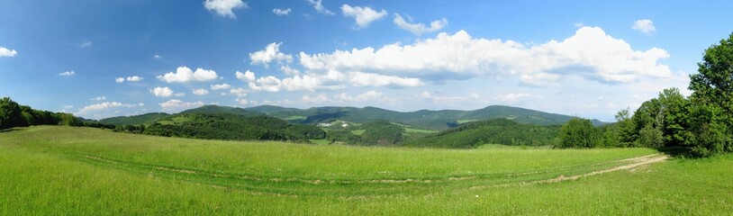 Fototapeta na wymiar Panorama view from Povazsky inovec mountains near Nová Lehota in Slovakia