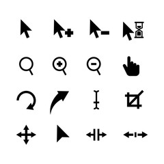 Cursor icon set on white background