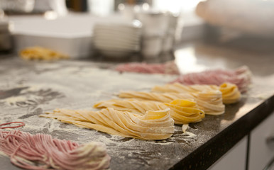 home made pasta in colors