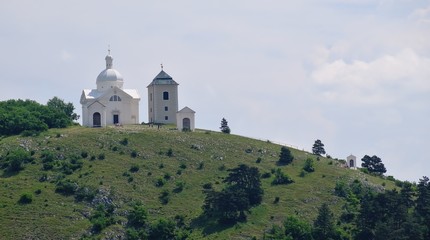 Fototapeta na wymiar Svatý kopecek - holy hill near Mikulov in Moravia in Czech republic