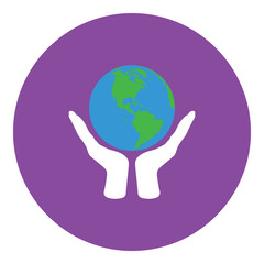 Hands holding planet icon