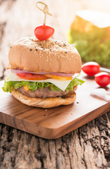 Beef Hamburger, homemade hamburger with fresh vegetables