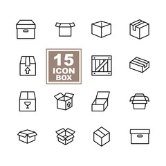 Box icon set on white background