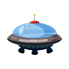 Flying saucer icon, cartoon style