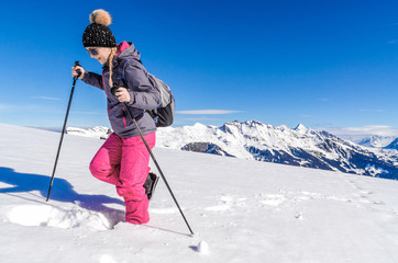 Fototapeta na wymiar Hiking in the Alps in Switzerland