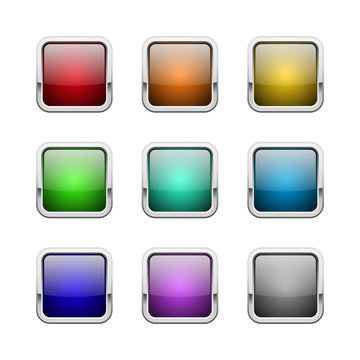 Set of square web buttons