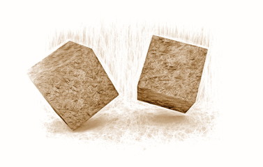 jumping cubes - ancient style - 3d illustration