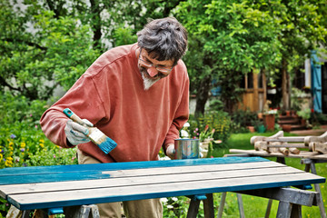 Painting an Outdoor Bench