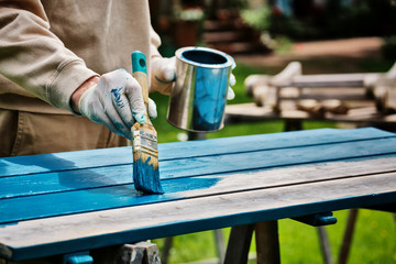 Painting an Outdoor Bench
