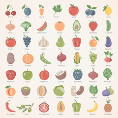 Flat Icons - Fruit and Vegetables