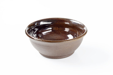 brown pottery bowl