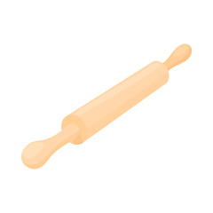 Wooden rolling pin icon, cartoon style