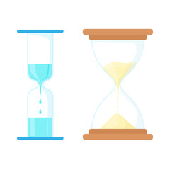 Sand and water hourglasses icon, cartoon style