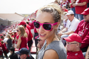 Smiling woman on stadium