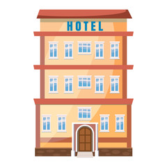 Hotel building icon in cartoon style