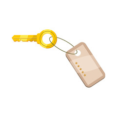 Hotel key icon, cartoon style
