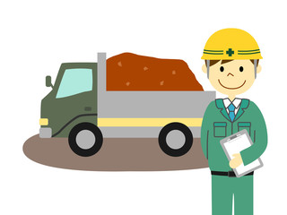 ダンプカーと現場監督 © cocone