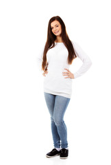 Smiling beautiful brunette young woman