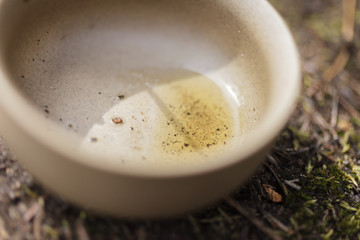 Tea set on the ground