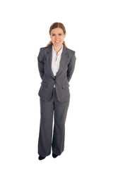 business woman with red hair standing