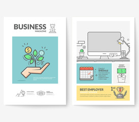 Business brochure flyer design layout template, with concept icons:
Company profile.